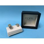 A boxed Fope pair of 18ct gold and diamond earrings, stamped '750' and 'CT 0.09'