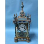 A Cloisonne decorated eight day clock, with strike action