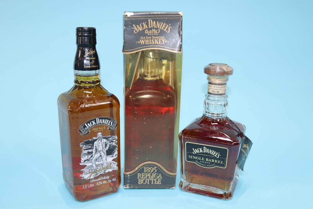 A bottle of Old Number 7 Jack Daniel's whiskey, a bottle of single barrel Jack Daniel's whiskey