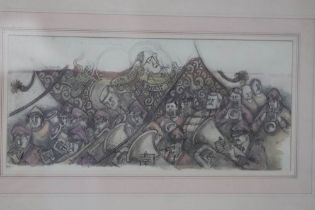 Burton, watercolour and pen, signed, dated **90, 'Earl Attlee and Ernest Hornsby', 19 x 42cm and G.