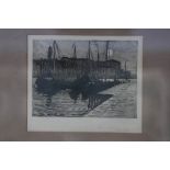 Sir Charles Holroyd (1861-1917), engraving, 'Fishing boats at the harbour side', 25 x 29cm and print