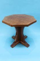 A Robert 'Mouseman' Thompson of Kilburn octagonal coffee table, W 50cm, H 48cm