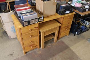 Pine desk, oak table, pine cabinet etc