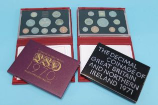 Royal Mint proof sets 1970, 1971, 1989, 1990, 1997, 1998, 1999, 2005 and 2008