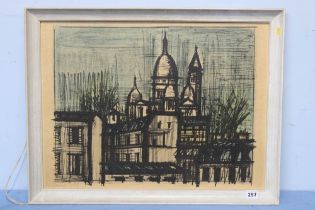 Bernard Buffet, print on board, 'View of Sacre-Coeur Cathedral', 45 x 60cm