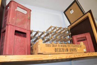Beer crates and a Beechams tray