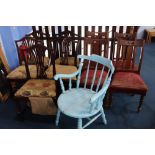 Set of five 19th Century mahogany chairs and four oak chairs etc