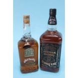 A litre bottle of Jack Daniel's 1913 Gold Medal whiskey and 1.5 litres of Jack Daniels