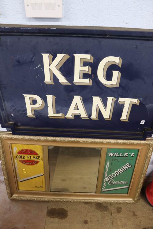 Advertising mirror and sign 'Keg Plant'