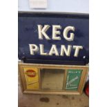 Advertising mirror and sign 'Keg Plant'