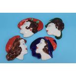 Three Moorland Art Deco style wall masks and five various wall masks