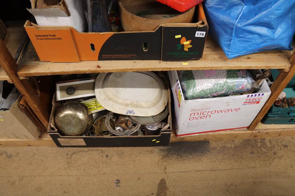 Box of metalware and two boxes of assorted ( FONDUE FORKS WITHDRAWN)