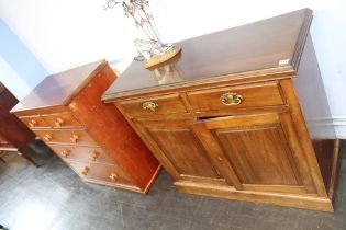 Edwardian cabinet and a small Victorian chest of drawers