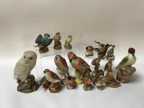 Seventeen Royal Worcester porcelain Birds and an Aynsley Owl (18)