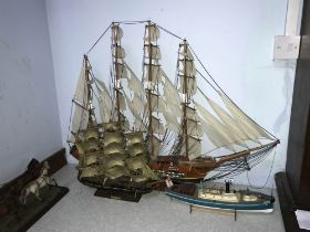 A model of the Fragata and two other boats