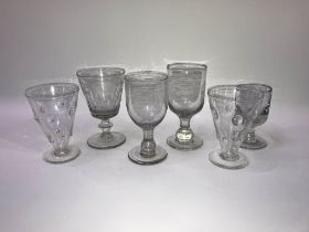 Collection of six 19th century glasses