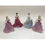 Two Coalport and two Royal Doulton figurines