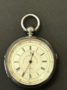 Silver centre seconds chronograph pocket watch wit