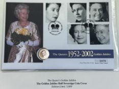 The queen golden jubilee half sovereign coin cover