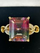 9ct Gold ring set with watermelon tourmaline stone