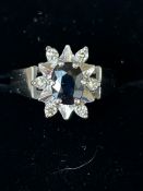 18ct White gold ring set with sapphire & diamond S