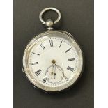 Silver open face key wind pocket watch, continenta