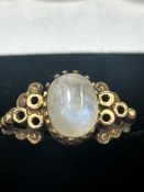 9ct gold ring set with large possible moonstone, size L (2.9g)