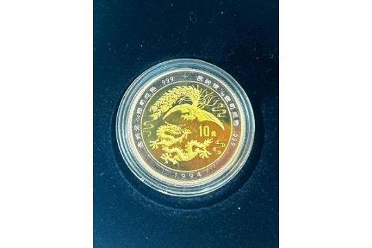 Bi-Metallic Gold & silver coin Chinese phoenix & d