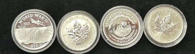 2x Canadian 1oz fine silver 5 dollar together with