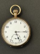 9ct Gold cased open face pocket watch currently ti