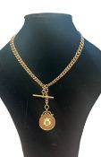 9ct Rose gold Albert chain& fob with T-bar Length