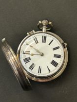 Silver pair case pocket watch c1823, fusee movemen