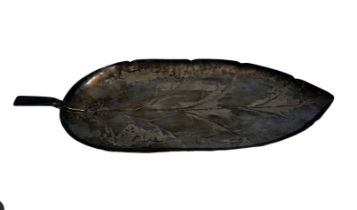 Silver leaf tray, full Sheffield hallmarks. Maker