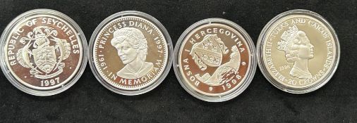 4x Diana princess of Wales .999 fine silver 1oz co