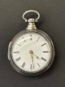 Silver pair case pocket watch, fusee movement curr
