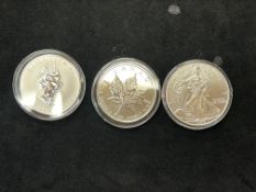 2x Canadian 5 dollar .999 fine silver 1oz coins to