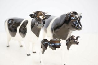 Beswick family of Friesian cattle bull, cow & calf