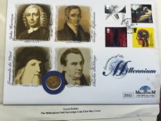 The Millennium gold sovereign coin first day cover