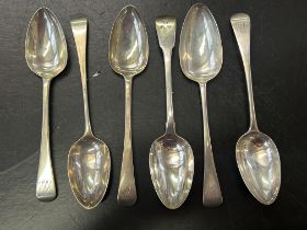 6 Silver serving spoons all with crowed leopards h