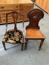 Victorian hall chair together with a childs chair