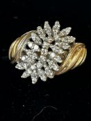 10ct Gold ring set with diamonds Size O 4.2g