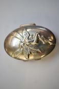 Sterling silver pill box with embossed fairy fully