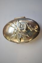 Sterling silver pill box with embossed fairy fully