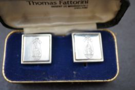 A boxed pair of silver Fattorini cufflinks