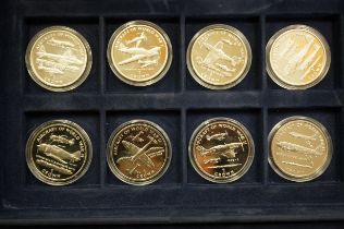 Collection of 8 silver 1oz aircraft of WWII coins