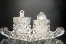 Art deco style crystal cruet set
