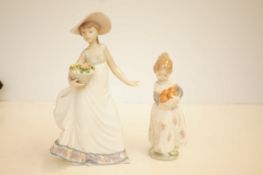 Lladro 5790 girl with flower basket & 1 other Llad