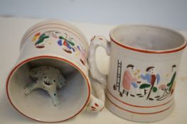 Two large reproduction frog mugs