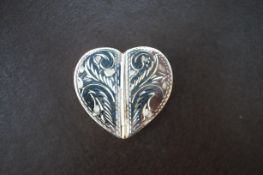 Silver heart shaped double sided pill box