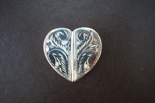 Silver heart shaped double sided pill box